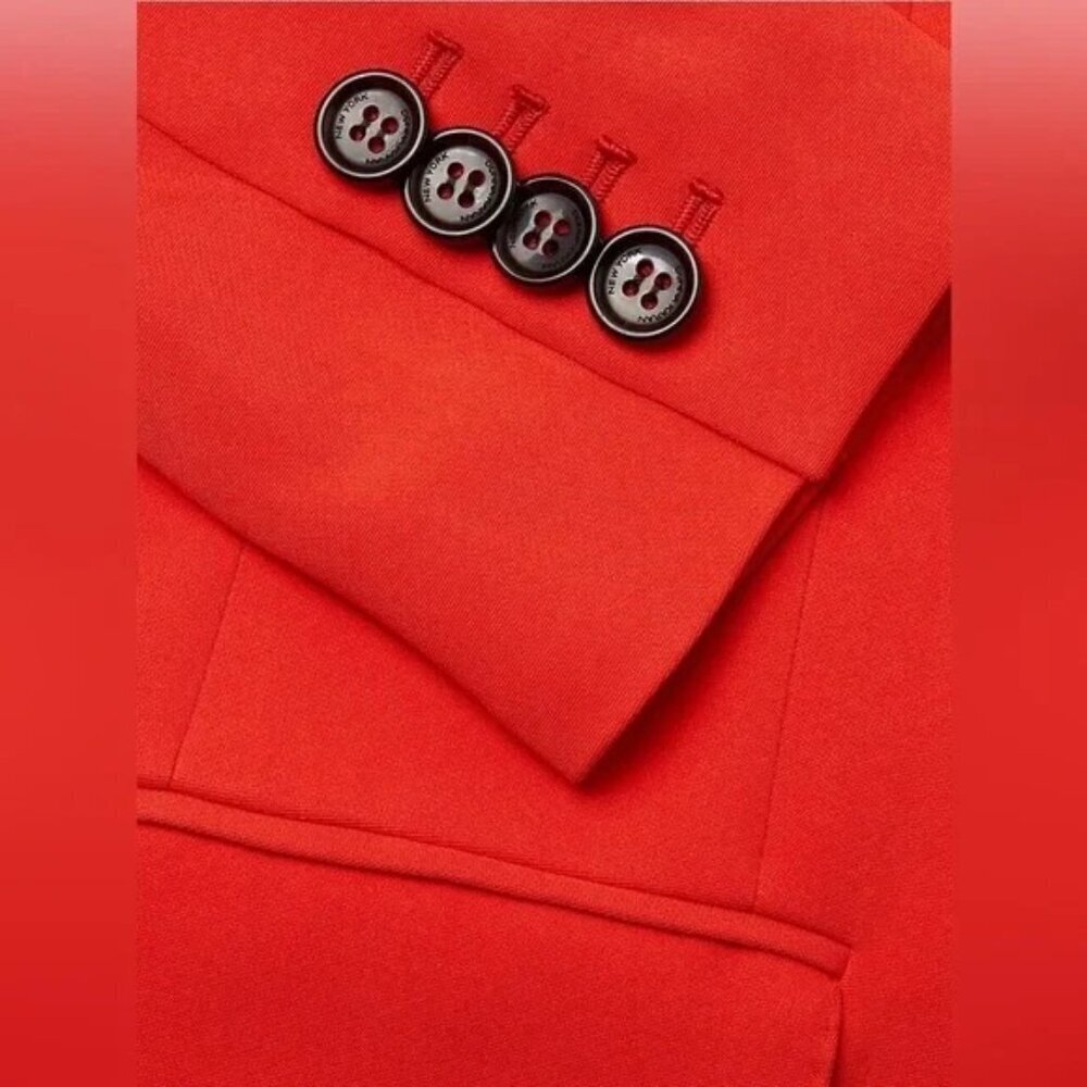 DONNA KARAN New York Women's double-breasted blazer Poppy Orange Sz Small Sz 6 - Picture 2 of 8